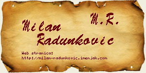 Milan Radunković vizit kartica